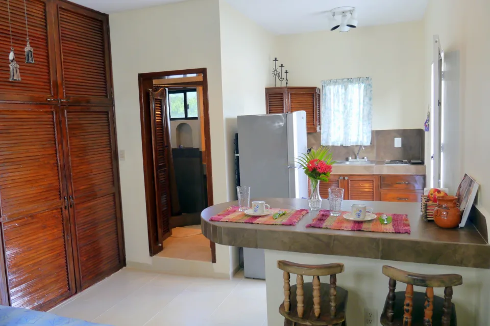 Studio View From Bed — IslaMar Studio Efficiency #1EFF, In Town Villas, Cozumel