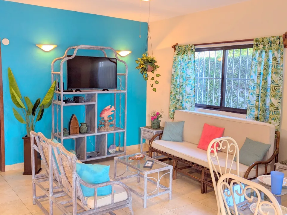 Living, Dining Area & Bedroom in Back — IslaMar Villas #4W, In Town Villas, Cozumel