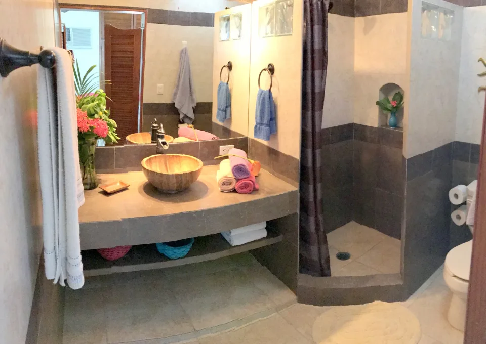 Bathroom & Shower — IslaMar Villas #2N, In Town Villas, Cozumel