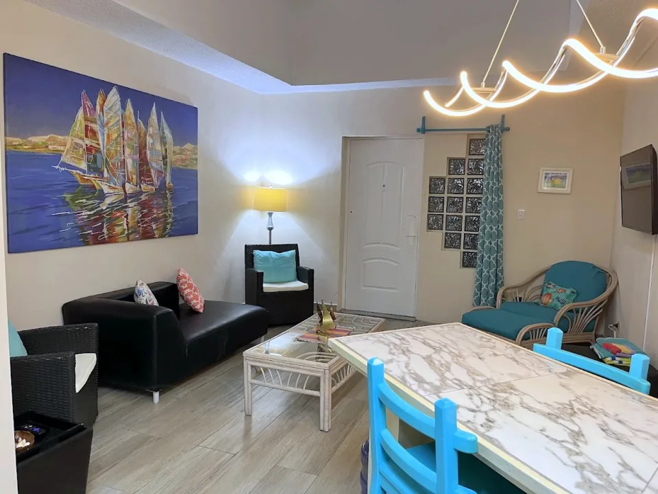 Eating Bar & Living Area — IslaMar Ocean View Condo Rental #2WM, Ocean View Condos, Cozumel