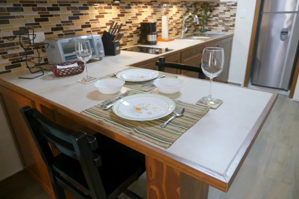 Kitchen with Eating Bar — IslaMar Oceanfront Condo Rental #3WM, Ocean View Condos, Cozumel