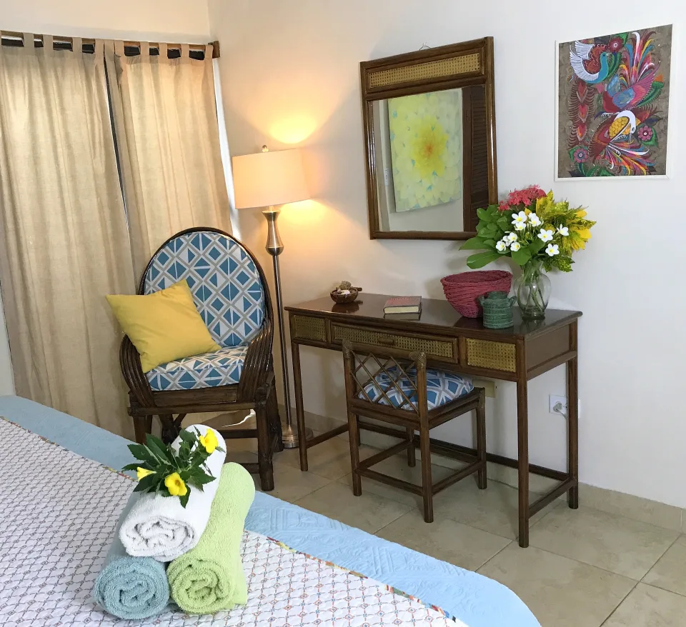 Bedroom Dresser Vanity with Side Chair — IslaMar Villas #6W, In Town Villas, Cozumel